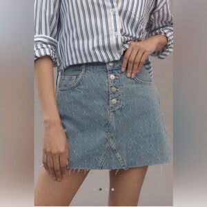 Pilcro Jacquard Denim Mini Skirt, NWT